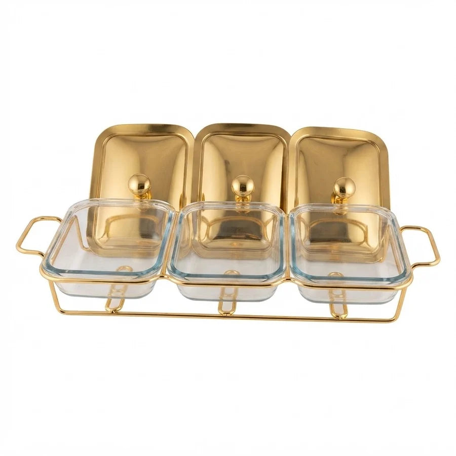 Rectangular Burner Dish 1.5Lx3 Gold