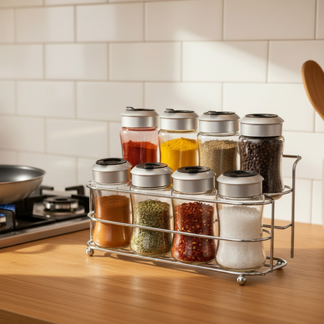 Glass Spice Jar With Stand 100ml (Set of 9pcs)