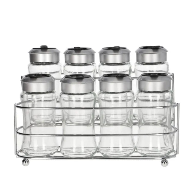 Glass Spice Jar With Stand 100ml (Set of 9pcs)