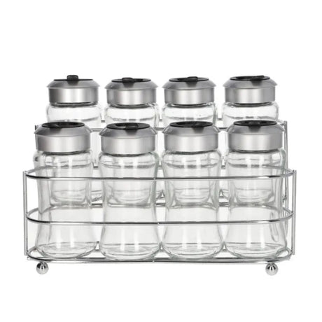 Glass Spice Jar With Stand 100ml (Set of 9pcs)