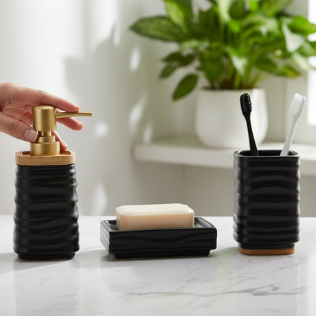 Bathroom Set Black (Set of 3)