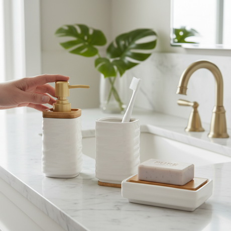 Bathroom Set White (Set of 3)