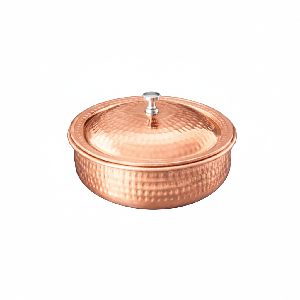 Pure Copper Hammered Handi/Casserole 14cm