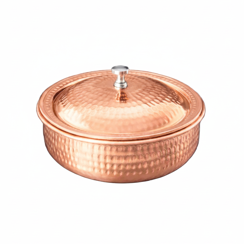 Pure Copper Hammered Handi/Casserole 24cm