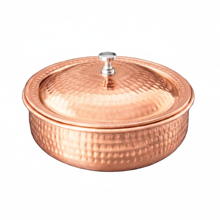 Pure Copper Hammered Handi/Casserole 29cm