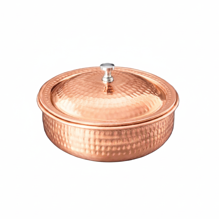 Pure Copper Hammered Handi/Casserole 20cm
