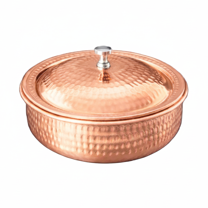 Pure Copper Hammered Handi/Casserole 35cm