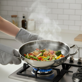 Honey Comb Stainless Steel Wok Pan With Lid 34cm