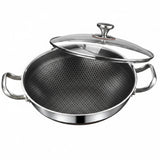 Honey Comb Stainless Steel Wok Pan With Lid 36cm 