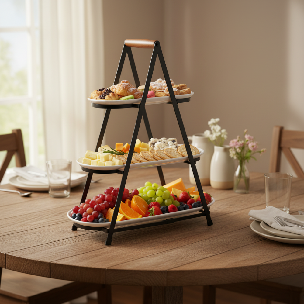 3 Tier Serving Platter With Stand (Set of 4pcs)