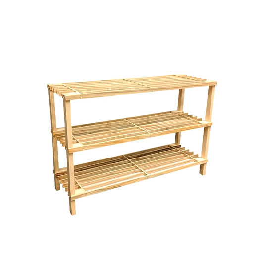 3 Tier Natural Wood Shoe Rack