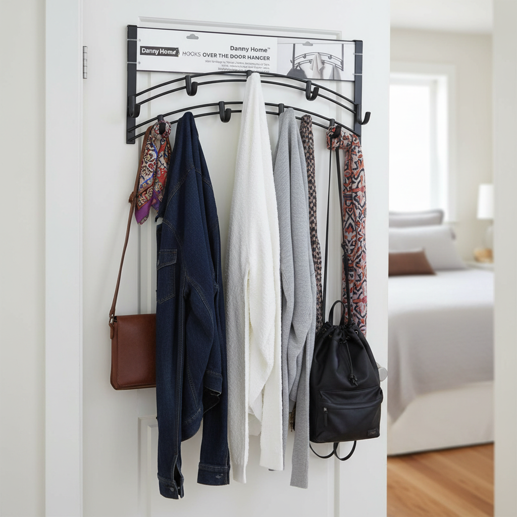 Wall Mounted Hook Metal 9 Hooks Matte Black