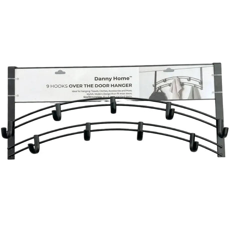 Wall Mounted Hook Metal 9 Hooks Matte Black