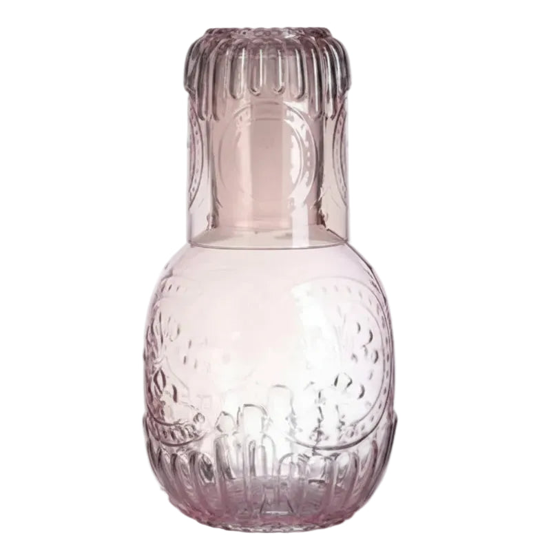 Water Carafe & Drinking Glass Set 900ml Pink
