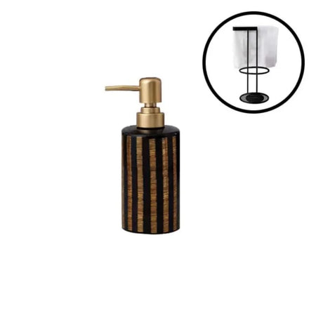Liquid Soap Dispenser With Black Stand Black & Gold 500ml