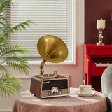 Retro Style Mini Gramophone Brown
