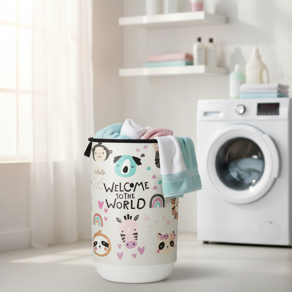 40L Plastic Laundry Basket With Fabric CL