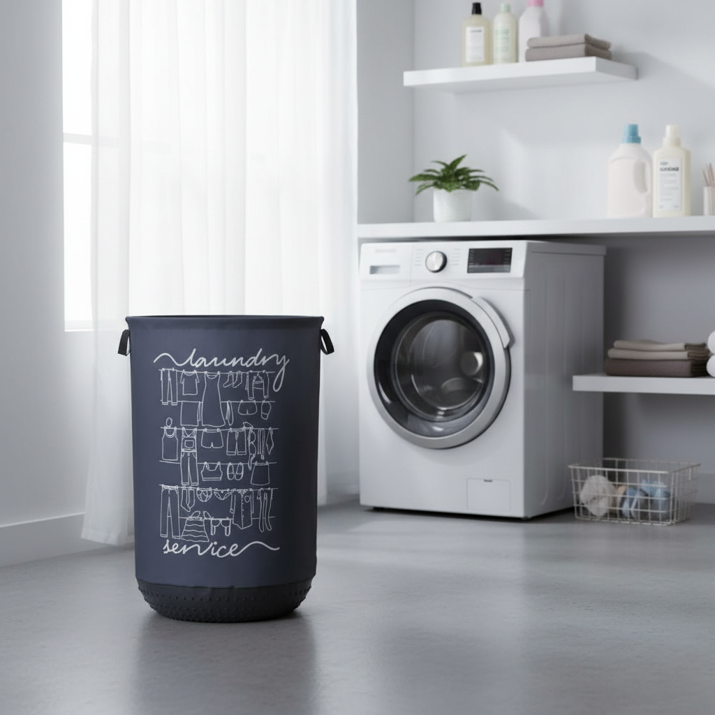 40L Plastic Laundry Basket With Fabric Closure