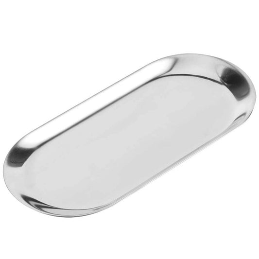 Stainless Steel Oval Serving Tray Silver 12 x 42 cm