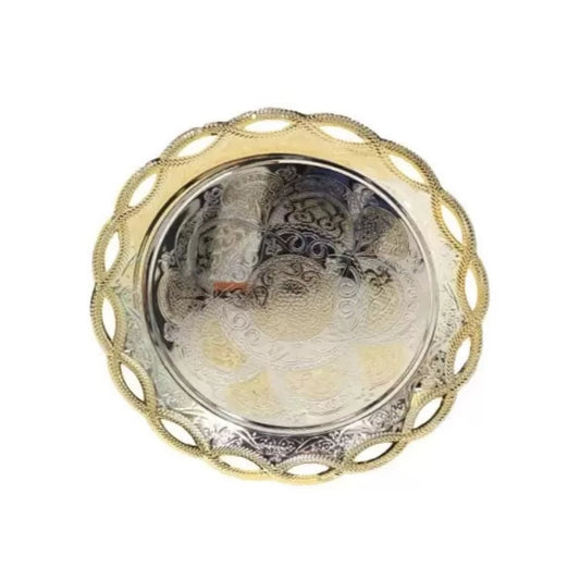 Round Tray Large Silver/Gold