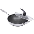Honey Comb Stainless Steel Wok Pan With Lid 32cm
