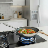 Honey Comb Stainless Steel Wok Pan With Lid 32cm