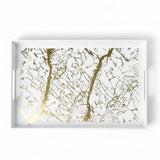 Acrylic Rectangular Serving Tray White & Gold Marble