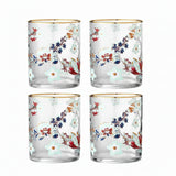 Floral Drinking Glass Set 4Pcs 390ml