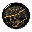 Acrylic Round Serving Tray Black & Gold Marble