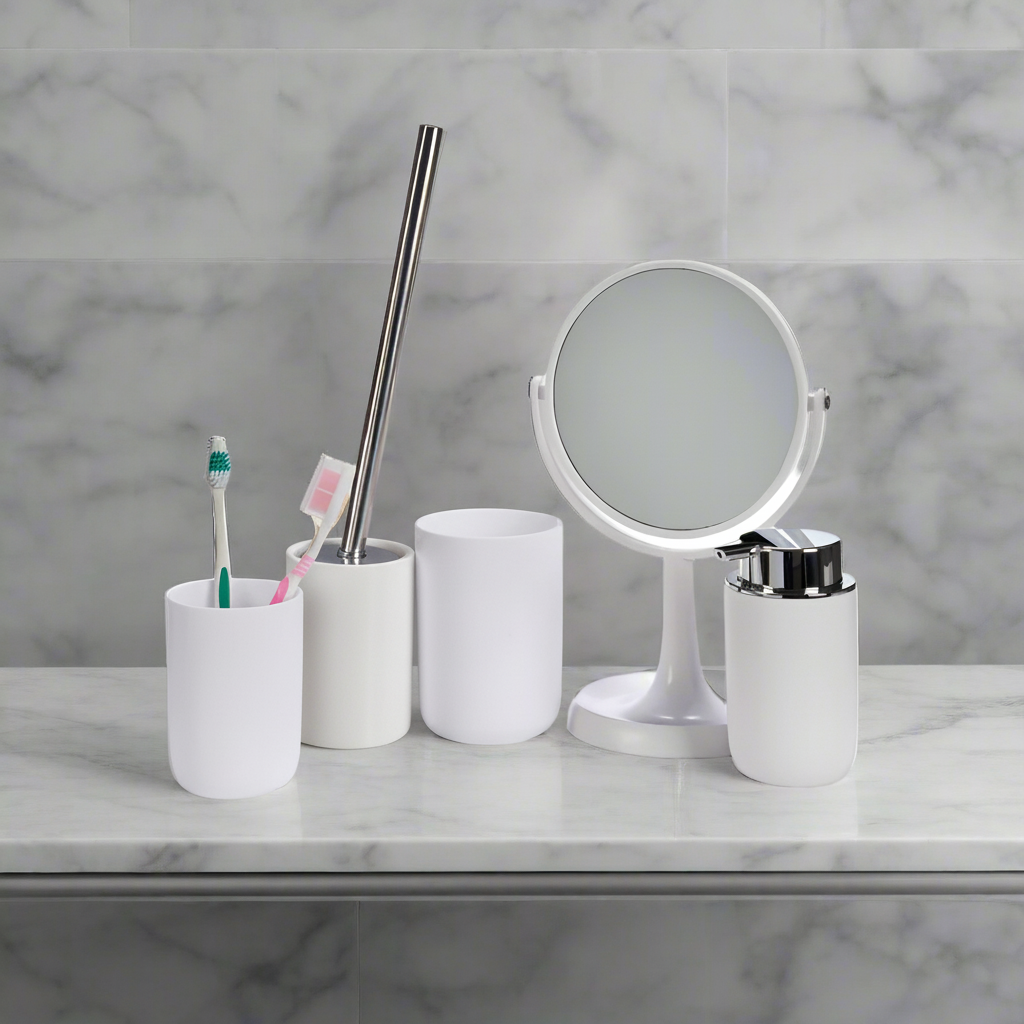 4 Pieces White Bathroom Set