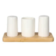 Salt & Pepper Shaker With Wooden Stand & Toothpick Holder
