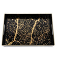 Acrylic Rectangular Serving Tray Black & Gold Marble