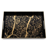 Acrylic Rectangular Serving Tray Black & Gold Marble