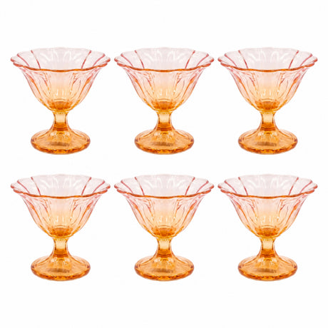 Glass Ice Cream Bowls Set 6pcs Orange Gradient