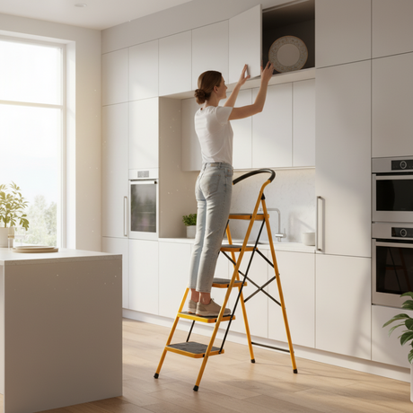 5 Step Folding Iron Ladder