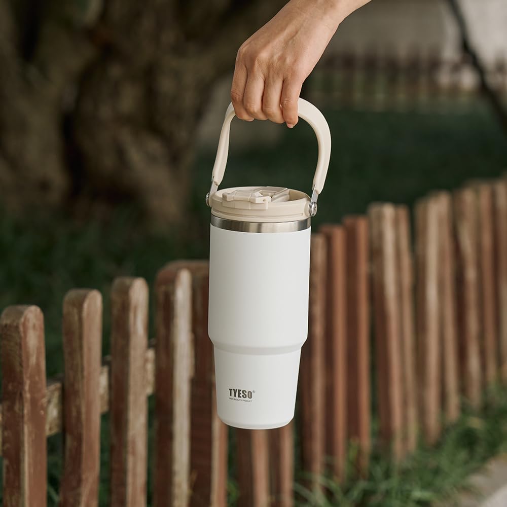 Tyeso Roam Tumbler 2.0 With Flip Straw & Sip Lid 1200ml White