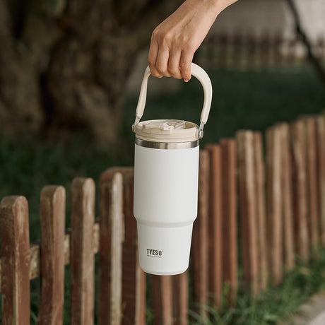 Tyeso Roam Tumbler 2.0 With Flip Straw & Sip Lid 1200ml White