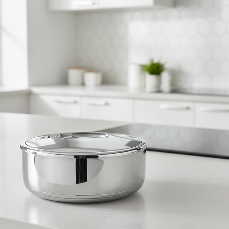 4 Ltr Round Silver Hotpot