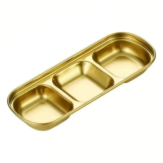 3-Division Stainless Steel Dip Bowl Gold