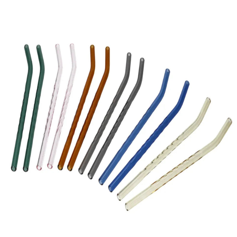 Reusable Glass Straws & Cleaning Brush (Set of 13 Pcs)