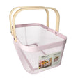 Mesh Stainless Steel Rectangular Storage Basket With Handle Pink