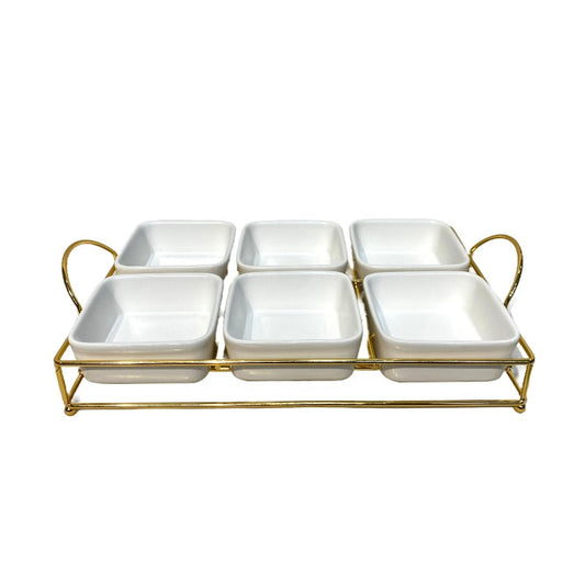 6-Division Dry Fruit Dish With Golden Stand