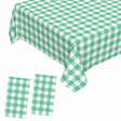 Sea green gingham picnic mat and table cover with two matching napkin pieces