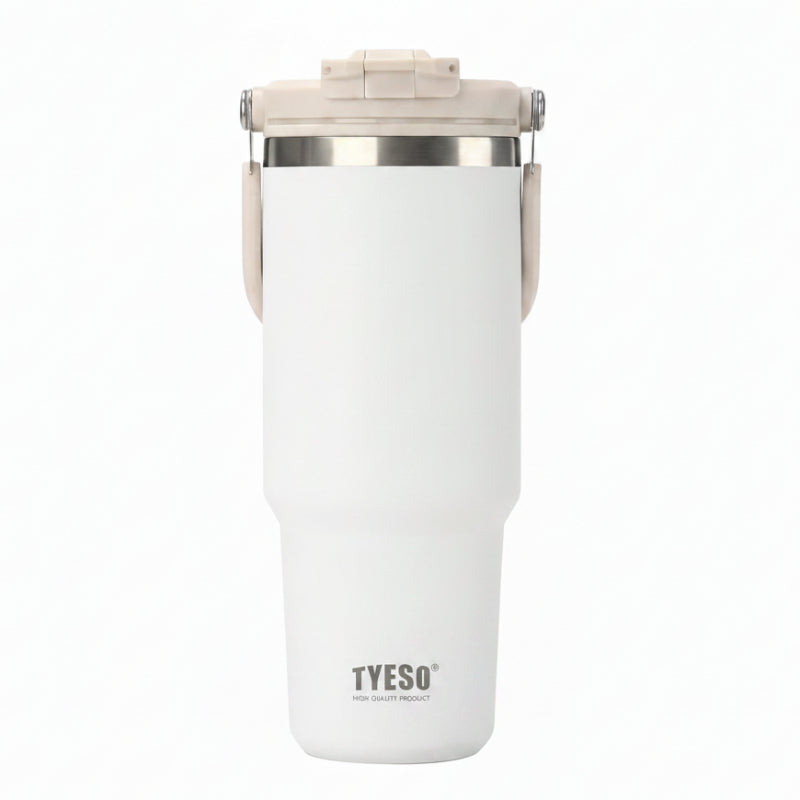 Tyeso Roam Tumbler 2.0 With Flip Straw & Sip Lid 750ml White