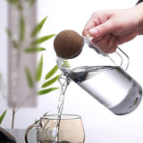 Glass Pitcher With Wooden Cork Ball Lid 1200ml