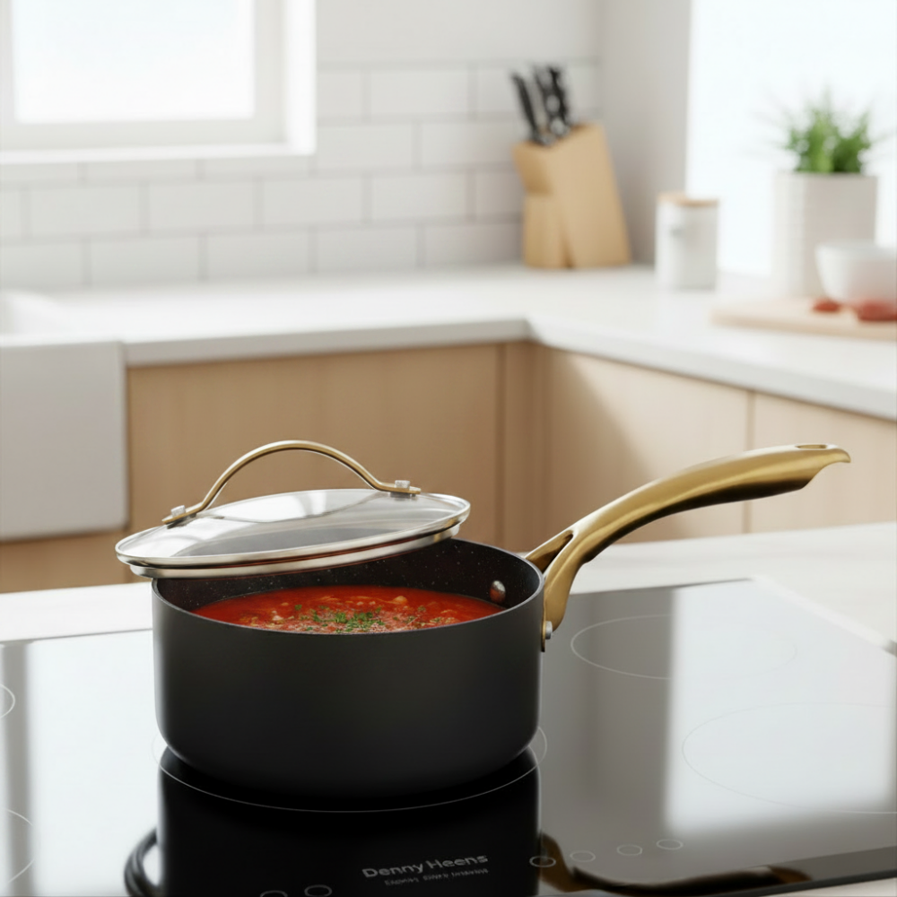 Non Stick Aluminum Saucepan 1.4L Black