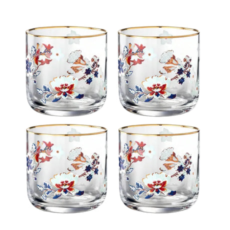 Floral Drinking Glass Set 4Pcs 340ml