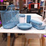 Picnic Set With Camping Basket Plastic (17pcs) (Made in Portugal)