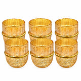 Amber Drinking Glass Set 6Pcs Gold Rim