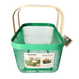 Mesh Stainless Steel Rectangular Storage Basket With Handle Green